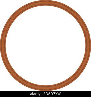 Round circular wooden brown frame border vector illustration with a fine textured isolated on white background Stock Vector