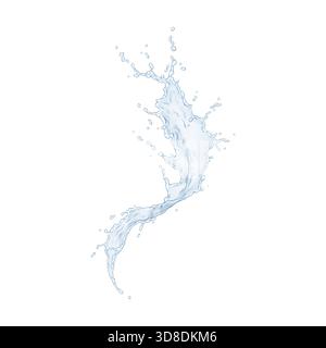 A visually captivating depiction of a water splash frozen in motion against a stark white backdrop, showcasing fluid dynamics and organic shapes in de Stock Vector