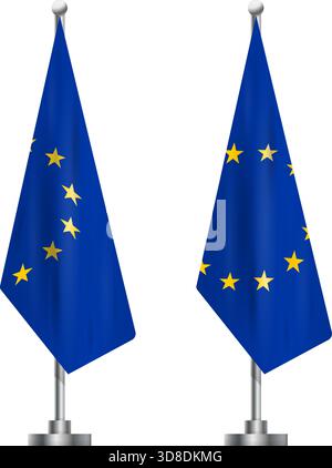 European Union table flag set on transparent background Stock Vector