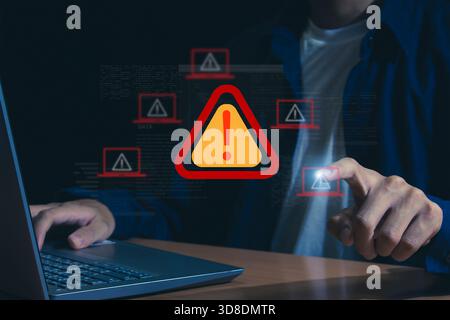 Cybersecurity, System warning hacked alert, Protection against personal data hacking Stock Photo