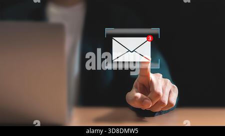 Email Alert Icon, Cyber ​​Security Alert, Scam Message, Digital Alert with Icon, Email Threat. Stock Photo