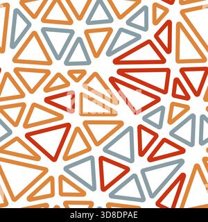Triangle shapes background. Large triangle sizes. Multiple colors style. Rounded triangles outlined. Repeatable pattern. Rustic steel. Stock Vector