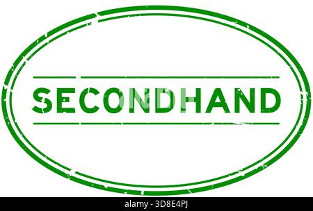 Grunge green secondhand word oval rubber seal stamp on white background Stock Vector