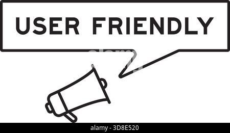 Megaphone icon with speech bubble in word user friendly on white background Stock Vector