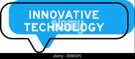 Speech banner and blue shade with word innovative technology on white background Stock Vector