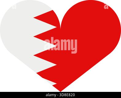Bahrain heart-shaped flag illustrated in vector on white background Stock Vector
