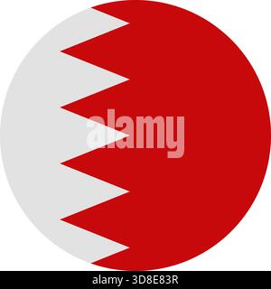 Round Bahrain flag illustrated in vector on white background Stock Vector