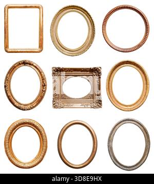 set of various oval pictute frames cutout on white background Stock Photo