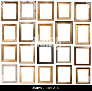 set of various vintage vertical pictute frames cutout on white background Stock Photo