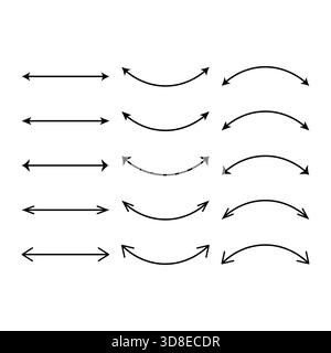 Directional Arrow Line Icons Collection Stock Vector