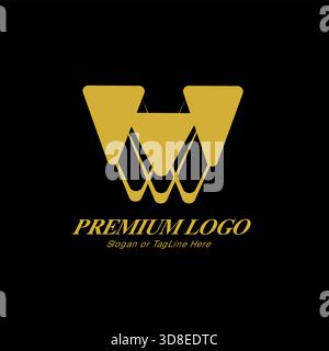This luxurious logo features a large gold triangular shape, with three smaller overlapping triangles inside, symbolizing strength and grandeur. Set ag Stock Vector