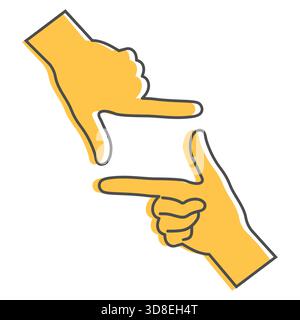 Human hands with frame gesture. Hands making frame with fingers. Line icon. Vector illustration Stock Vector