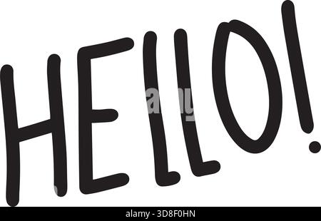 Hello! symbol, greeting Hand drawn scribble script calligraphy brush storke element icon illustration Stock Vector