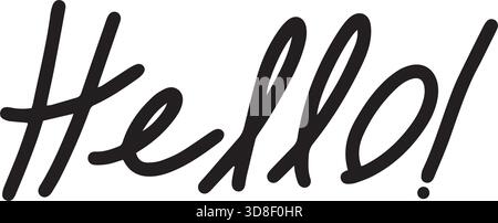 Hello! symbol, greeting Hand drawn scribble script calligraphy brush storke element icon illustration Stock Vector