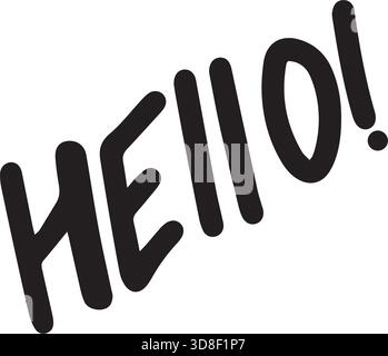 Hello! symbol, greeting Hand drawn scribble script calligraphy brush storke element icon illustration Stock Vector