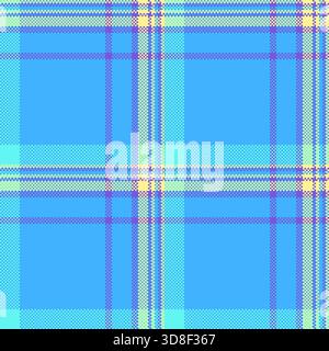 A pastel pixelated plaid pattern creating a retro, nostalgic feel. Perfect for textiles, backgrounds, or designs needing a vibrant, vintage aesthetic. Stock Vector