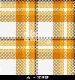 Warm, retro pixel art style plaid pattern. A geometric, textured design perfect for backgrounds, textiles, or adding a vintage feel to any project. Ve Stock Vector
