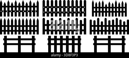 Collection of Picket Fence Icons Stock Vector