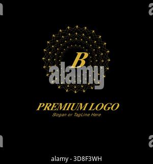 A luxurious and sophisticated logo design featuring a stylized gold 'B'' at the center of an intricate circular emblem. Ideal for premium brands, luxu Stock Vector