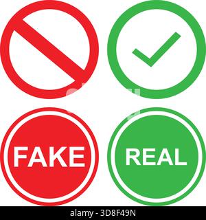 Fake and Real Verification Icons Set Stock Vector