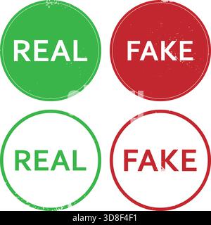 Real and Fake Label Icons Set Stock Vector