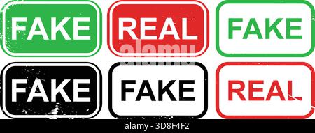Real and Fake Classification Labels Set, Fake and Real Verification Labels Set Stock Vector