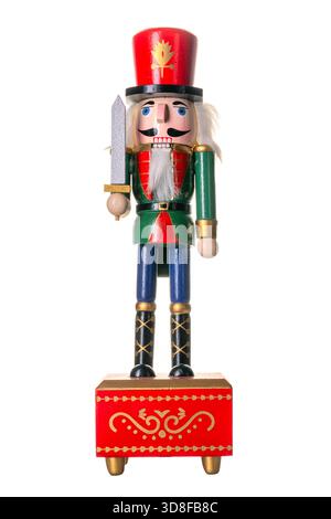 Christmas symbol. Nutcracker Christmas soldier isolated on white background. Stock Photo