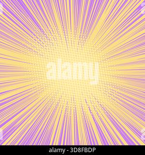 Bright radial burst background in pop art comic style with dynamic lines. Abstract explosion effect Stock Vector