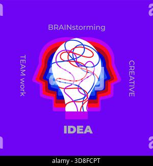 Teamwork concept,maze of thoughts on brainstorming. Infographic of brainstorming-find solution for business, interaction to get a solution. Vector for web, banners, posters, flyers, marketing. Stock Vector