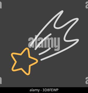Falling star vector on dark background icon. Shooting star sign. Winter sign. Graph symbol for event and holiday web site and apps design, logo, app, Stock Vector
