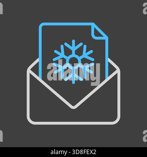 Open envelope and card merry Christmas vector on dark background icon. Winter sign. Graph symbol for event and holiday web site and apps design, logo, Stock Vector