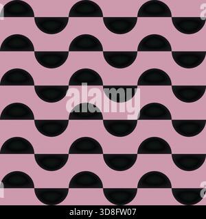 Luxurious seamless geometric pattern with black semicircles от pink background for stationery, wrapping paper, posters, fabrics, merchandise, covers Stock Vector