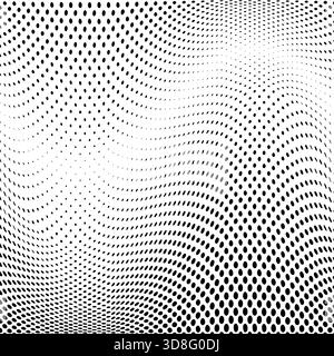 Modern Halftone Checkered Pattern Vector Rounded Square Dots Horizontal Smooth Curved Border Black Abstract Background. Chequered Subtle Pop Art Stock Vector