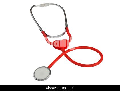 Red stethoscope isolated on white background Stock Photo