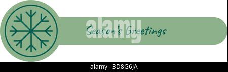 Green Holiday Snowflake Sticker Label Flat Stock Vector