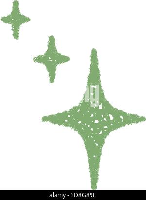 Green Crayon Sketch Burst Star Symbol Stock Vector