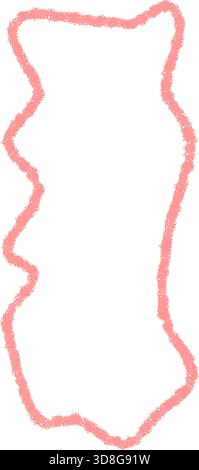 Wavy Pink Crayon Contour Rectangle Frame Stock Vector