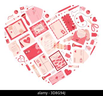 Flat Heart Love Mail Sticker Icon Stock Vector