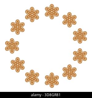 Cute star. Round frame. Christmas cookies. Isolated white background. Vector illustration. Stock Vector
