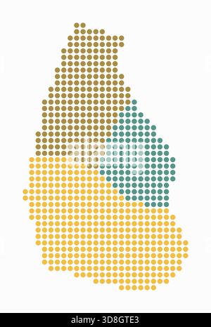 Montserrat dotted map. Digital style map of the country on a white background. Montserrat shape with circle dots. Colored dots style. Stock Vector