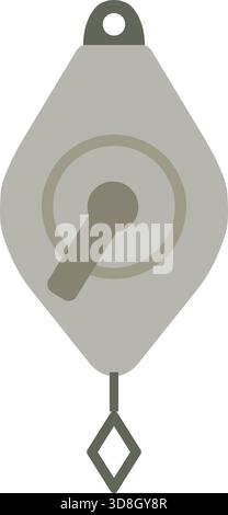 Stylized hanging plumb bob with a teardrop body, circular center detail, and pointed lower tip in a simple flat vector style. Stock Vector
