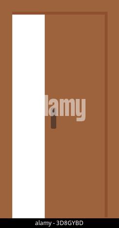 A modern sliding interior door with a vertical white panel and slim handle. Stock Vector