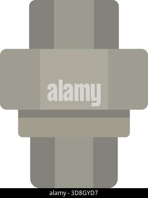 A metal pipe union coupling with central nut and two end connectors for easy disassembly. Stock Vector