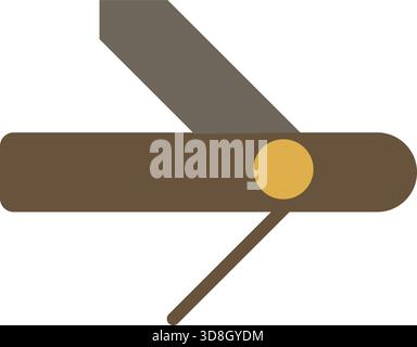 A folding pocket knife shown partially open with a locking button on the handle. Stock Vector