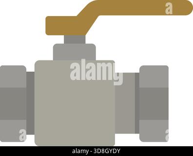 A plumbing ball valve with a horizontal lever handle and side threaded connections. Stock Vector