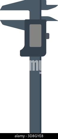 A front view of a handheld vernier caliper used for precise inside outside and depth measurements. Stock Vector