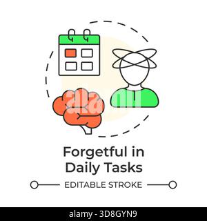 Forgetful in daily tasks multi color concept icon Stock Vector