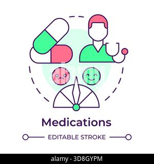 Medications multi color concept icon Stock Vector