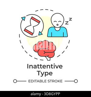 Inattentive type multi color concept icon Stock Vector