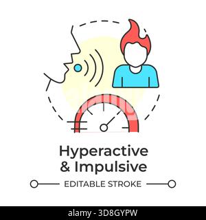 Hyperactive and impulsive multi color concept icon Stock Vector